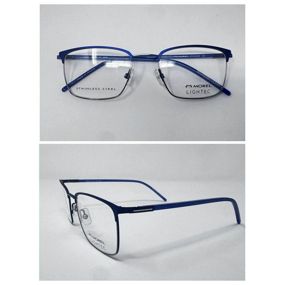Morel Lightec 30246L 52-19-140 Eyeglass Frames Blue Gunmetal France